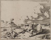 TvB G 0479
<br/>
liggende koe (met de kop naar de toeschouwer)
<br/>
<em>Bije, Marcus de (1639-ca. 1690)</em>